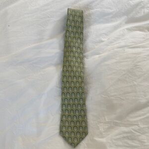 Ike Behar Green Geometric Silk Tie